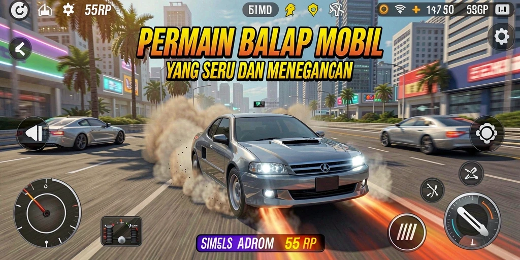Tampilan menegangkan dari balapan di 55RP yang penuh aksi.
