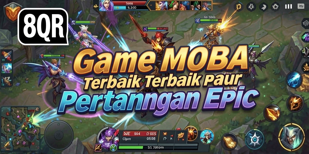 Tampilan aksi mendebarkan dalam pertarungan MOBA di 8QR.