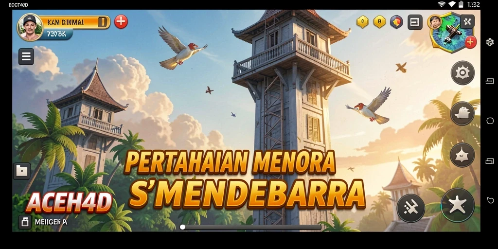 Screenshot gameplay ACEH4D yang menunjukkan aksi menara pertahanan.