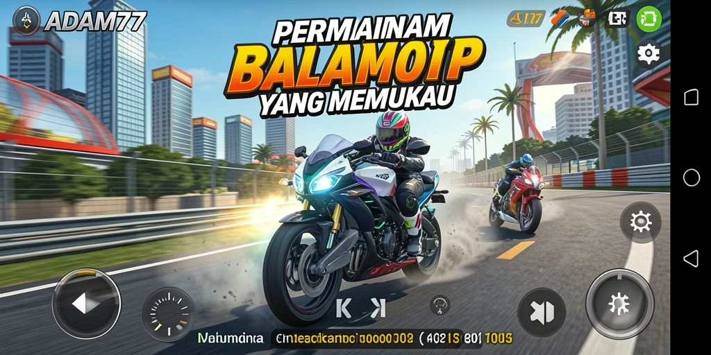 Tampilan gameplay balap motor yang intens dan menegangkan.
