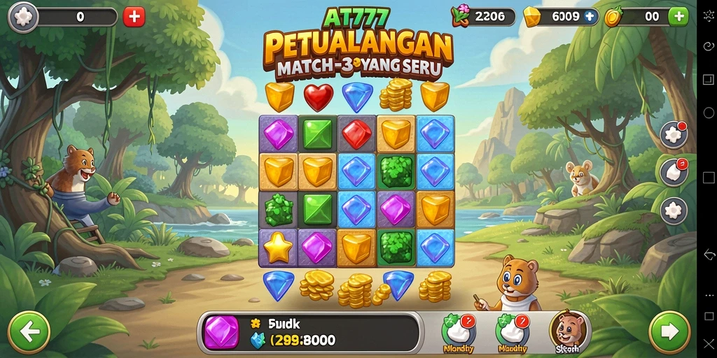 Screenshot AT777 menampilkan gameplay Match-3 yang seru dan menantang.