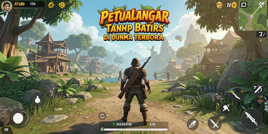 Screenshot gameplay AYU89 menampilkan eksplorasi dunia terbuka yang menakjubkan.