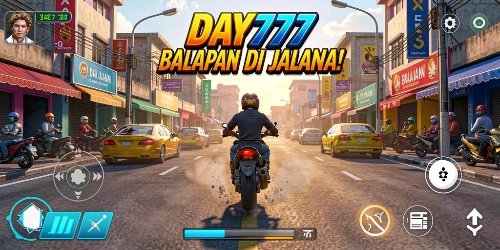 Tampilan gameplay balapan seru di DAY777.