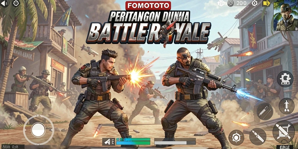 Tampilan gameplay menegangkan dalam FOMOTOTO saat bertarung untuk bertahan hidup.