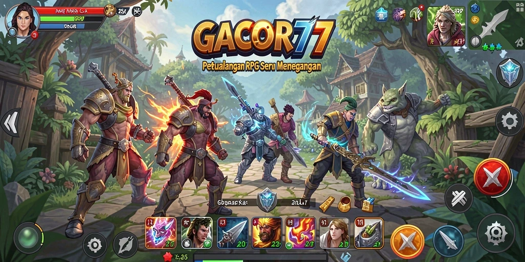 Tangkapan layar utama GACOR77 menampilkan aksi seru dalam gameplay RPG.