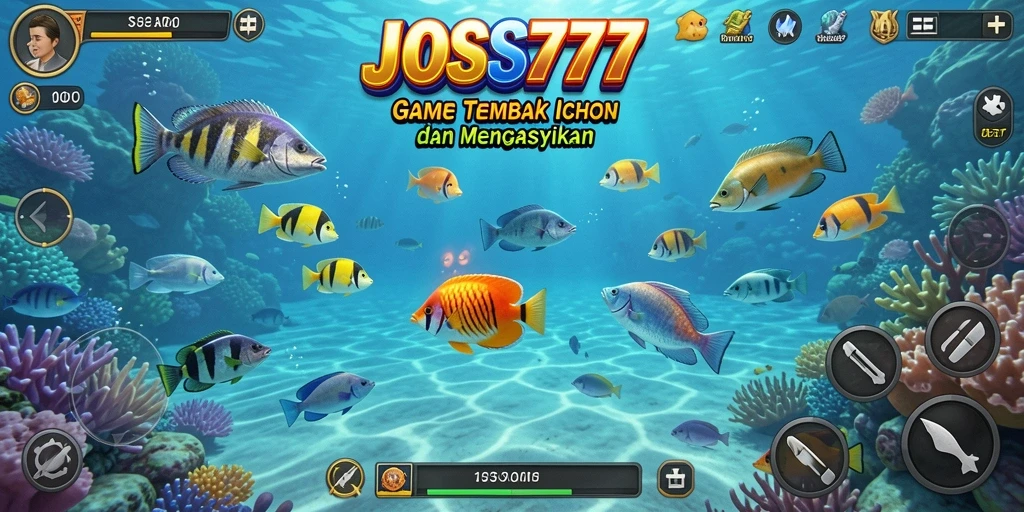 Screenshot gameplay JOSS777 menunjukkan aksi tembak ikan yang seru.