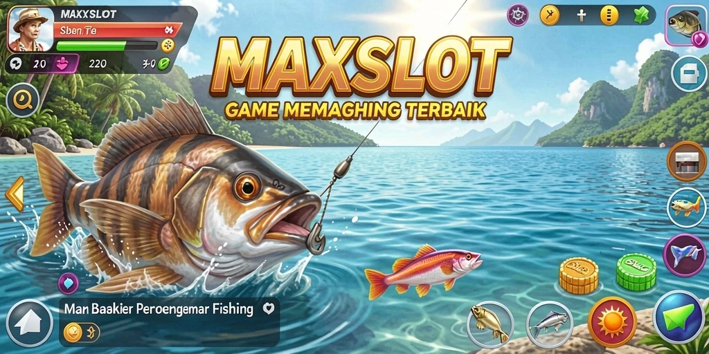 Screenshot gameplay <strong>MAXSLOT</strong> menampilkan aksi memancing yang seru.