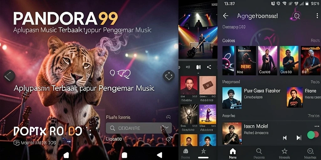 Tampilan menarik dari gameplay PANDORA99 yang menampilkan berbagai fitur musik.