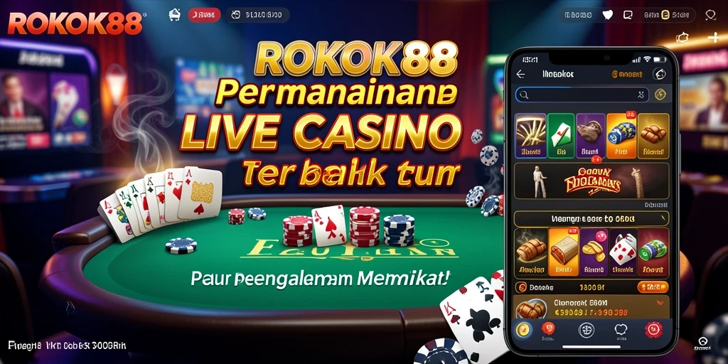 Gameplay ROKOK88 yang menarik dengan dealer langsung dan suasana kasino.