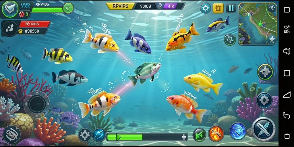 Tampilan gameplay RPVIP6 dengan tembakan ikan yang mengagumkan.