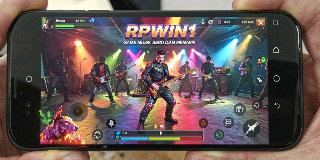 Tampilan gameplay seru dari RPWIN1 dengan berbagai pilihan lagu.
