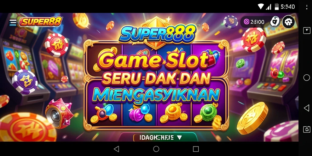 Screenshot gameplay <strong>SUPER88</strong> menampilkan mesin slot yang penuh warna dan menarik.