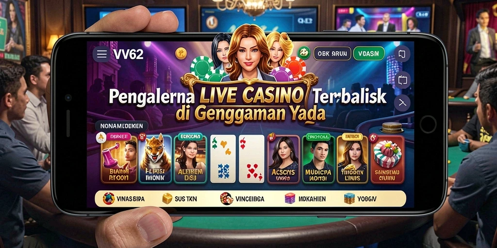 Gameplay Live Casino di VV62 menampilkan dealer nyata dan suasana yang menarik.