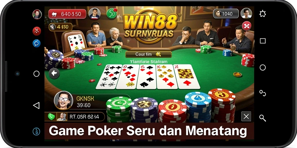 Tampilan gameplay menarik saat bermain poker di WIN88.